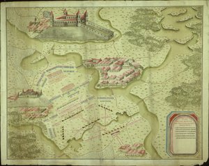 Plan bitwy pod Mollwitz 10 kwietnia 1741 r. autorstwa German School