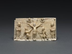 Tablica z przenośnego ołtarza: Ukrzyżowanie, Dolina Dolnego Renu, 1050-1100 autorstwa German School