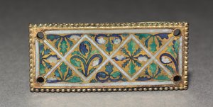 Tablica z relikwiarza, ok. 1170 (pozłacana miedź, emalia champlevé i cloisonné) autorstwa German School