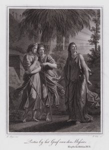 Portia przy grobie Chrystusa (rycina) autorstwa German School
