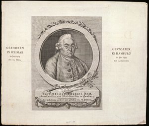 Portret Carla Philippa Emanuela Bacha (1714-88) grawerowany przez C.D. Krohna, 1788 autorstwa German School