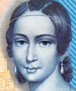 Portret Klary Schumann na banknocie 100 marek, awers autorstwa German School