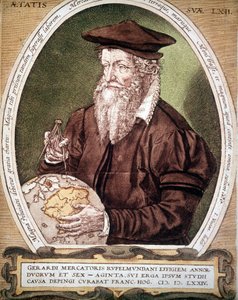 Portret Gerharda Kremera z Gerardusa Mercatora (1512-1594). Fałszywy tytuł pierwszej edycji Atlasu. autorstwa German School
