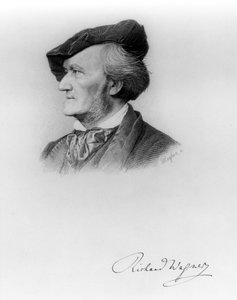 Portret Richarda Wagnera (1813-83) niemieckiego kompozytora, sztychowany przez Roberta Reyhera (1838-77)