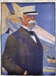 Portret Zeppelina przed sterowcem - w „Jugend” autorstwa German School