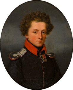Portret młodego oficera, ok. 1801-99 (olej na płótnie) autorstwa German School