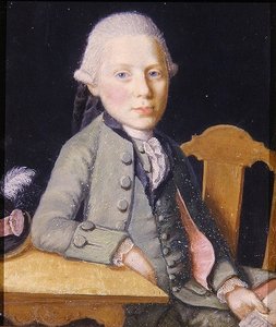 Portret siedzącego młodego mężczyzny trzymającego list, ok. 1750 (gwasz na papierze) autorstwa German School