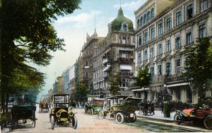 Pocztówka przedstawiająca Unter den Linden i Kranzler-Eck w Berlinie, ok. 1910 (zdjęcie kolorowe) autorstwa German School