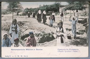 Pocztówka przedstawiająca młode muzułmanki w Bośni, 1904 autorstwa German School
