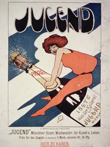 Plakat reklamujący Jugend, ilustrowany Tygodnik Sztuki i Życia, Monachium, 1897
