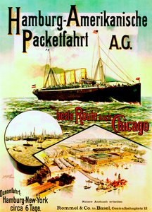 Plakat reklamujący linię Hamburg American Line, 1893