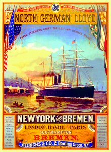 Plakat reklamujący północnoniemiecką linię Lloyd, 1883