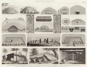 Prehistoryczne komory grobowe. Ilustracja do Atlasu Bilder (grawerowanie) autorstwa German School