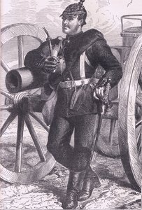 Artylerzysta pruski, Cassells History of the War between France and Germany wydany przez Cassell and Company Limited, c.1890 (lito) autorstwa German School