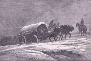 Pruski post polowy w śniegu, Cassells History of the War between France and Germany, wydany przez Cassell and Company Limited, c.1890 (lito) autorstwa German School