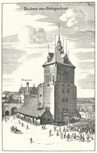 Publiczna chłosta w Gdańsku pod koniec XVII wieku (rycina) autorstwa German School