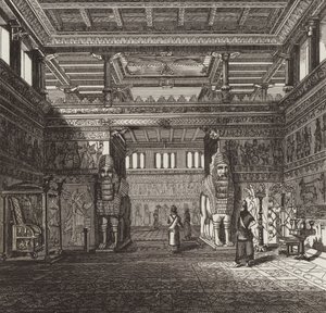Rekonstrukcja sali króla asyryjskiego. Ilustracja do Atlasu Bilder (grawerowanie) autorstwa German School