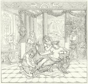 Rzymska dama w toalecie (grawerunek) autorstwa German School