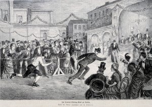 Ruletkowy wyścig łyżwiarski w Berlinie w 1878 roku. autorstwa German School