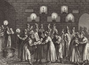 Rosyjski chrzest prawosławny. Ilustracja do Atlasu Bilder (grawerowanie) autorstwa German School