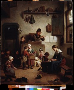 ""Scena klasowa w szkole"" (W szkole) Niemieckie malarstwo szkolne Początek XIX wieku Regionalna Galeria Sztuki Deineka, Kursk Rosja autorstwa German School