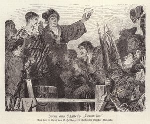 Scena z niedokończonej sztuki Friedricha Schillera Demetrius (rycina) autorstwa German School