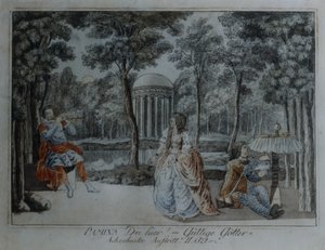 Scena z Czarodziejskiego fletu Wolfganga Amadeusza Mozarta (pióro i atrament oraz toaleta na papierze) autorstwa German School
