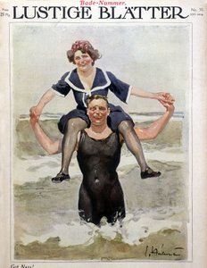 Kąpiel morska: para na falach - w „”Lustige Bl¿tter””, b.d. autorstwa German School