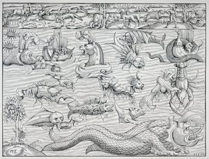 „Morze ciemności” z „Cosmographie Universalis” Sebastiena Münstera autorstwa German School