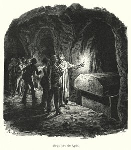 Serapeum z Sakkary, grób świętych byków Apis czczonych w starożytnym Egipcie (lito) autorstwa German School