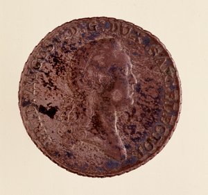 Srebrna moneta (talar) z Saksonii: panowanie Fryderyka Augusta I Sasa (Fryderyka Augusta I Sasa) (1750-1827). Śr. 3,9 cm Neapol, muzeum archeologiczne autorstwa German School