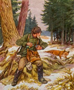 Sonntagsjager / Sunday Hunter (kolorowa litografia) autorstwa German School
