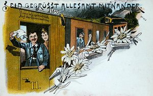 Pocztówka pamiątkowa z pozdrowieniami, ok. 1900 (kolor lito) autorstwa German School