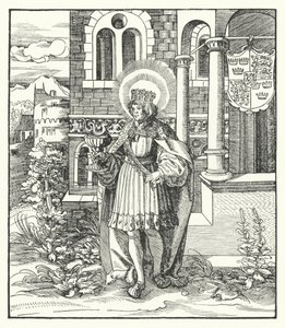 Św. Edward Męczennik, król Anglii (rycina) autorstwa German School