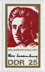 Pieczęć przedstawiająca Rosę Luxembourg (lub Luxemburg autorstwa German School
