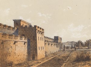 Ulica w Pompejach, Kampania, Włochy (kolorowa litografia) autorstwa German School