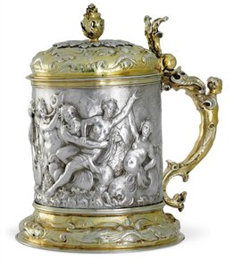 Kufel, prawdopodobnie Hamburg, ok. 1660 (paczka srebrna złocona) autorstwa German School