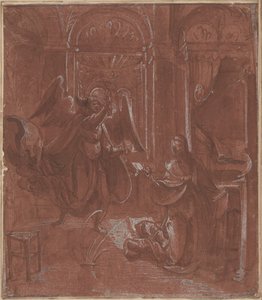 Zwiastowanie, ok. 1520 (pióro i tusz) autorstwa German School