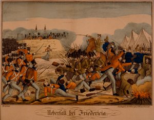 Bitwa o Fredericię podczas I wojny o Szlezwik, 6 lipca 1849, Neuruppiner Bilderbogen, wyd. Oehmigke & Riemschneider, ok. 1850 autorstwa German School