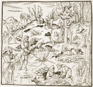 Różdżka z Bergwerk Buch Georga Agricoli, Frankfurt 1580, zilustrowana w Historii magii, wydanej pod koniec XIX wieku autorstwa German School