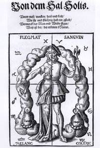 Cztery humory z Quinta Essentia Leonharta Thurneisser zun Thurn (1531-956), wydana w Lipsku, 1574 autorstwa German School
