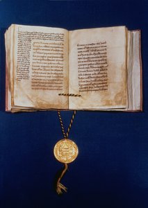 Złota Bulla Karola IV, cesarza rzymskiego, 1400 (welin i złoto) autorstwa German School
