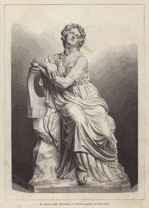 The Grieving Muse, marmurowy posąg niemieckiego rzeźbiarza Roberta Cauera Starszego (rycina) autorstwa German School