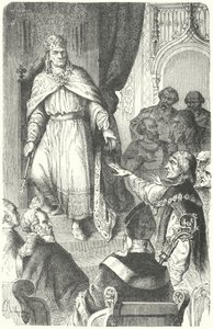 Święty cesarz rzymski Karol IV wydaje Złotą Bullę z 1356 r. (rycina) autorstwa German School