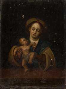 Madonna z Dzieciątkiem (olej na desce dębowej) autorstwa German School
