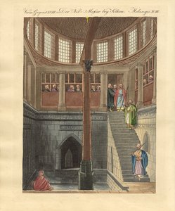 Nilometr na wyspie Rawda pod Kairem (kolorowy grawerunek) autorstwa German School