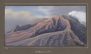 Północna strona Merapi widziana z 4686 stóp, listopad 1836, pl.VII z topograficznego i naukowego Atlasu podróży przez Jawę, autorstwa dr. Ojciec Junghuhn, Magdeburg, 1845 (kolor lit autorstwa German School
