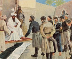 Pruska flaga przed sułtanem Maroka autorstwa German School