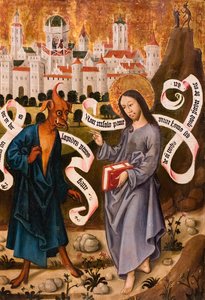 Kuszenie Chrystusa, ok. 1490/1500 (tempera i olej na świerkowej płycie) autorstwa German School