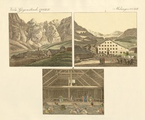 Kąpiel Leukera w kantonie Wallis (kolorowy grawerunek) autorstwa German School